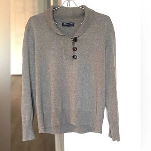 Jones New York Signature Gray Cotton Blend Knit Collared Sweater Women’s Large